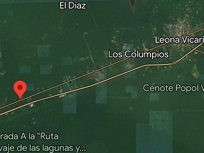 Hermoso terreno de 24 hectáreas con 120 metros con frente de carretera en Leona Vicario, escriturado.