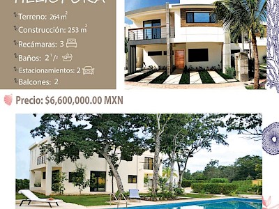  PREVENTA RESIDENCIA EN PRIVADA CORAL, TULÚM MODELO HELIOPORA